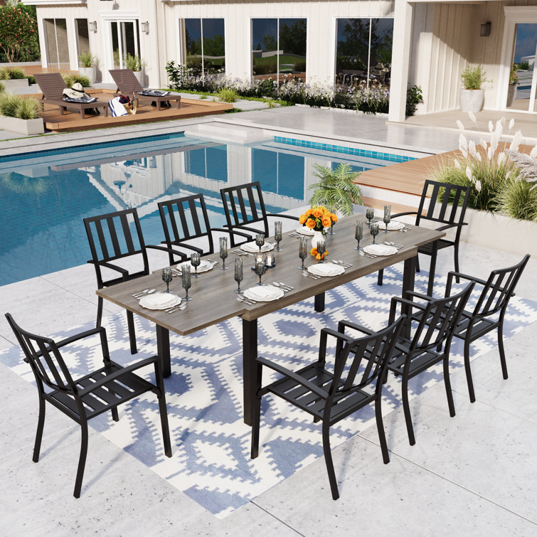 Sutiya Metal Patio Dining Set with Extendable Rectangular Table