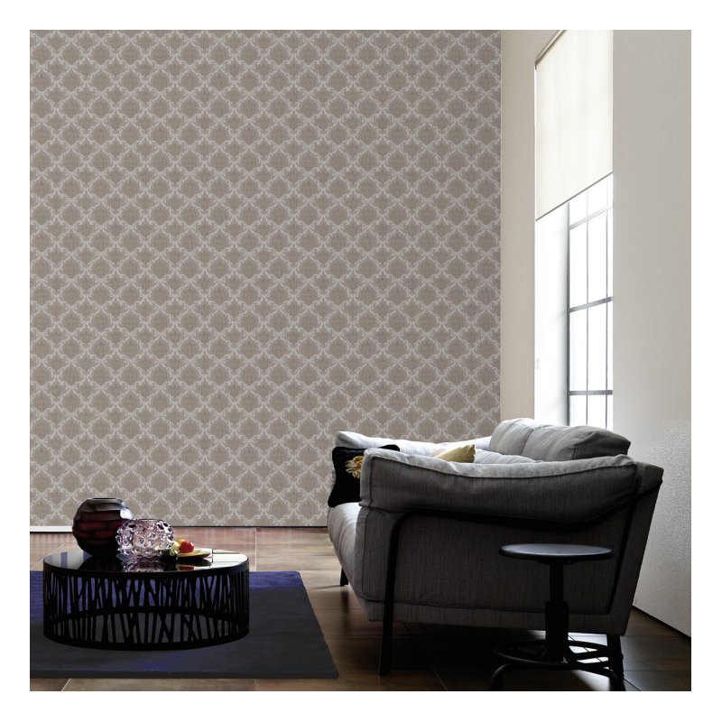 Tessuto 10.05m x 53cm Wallpaper, Beige, grey and cream