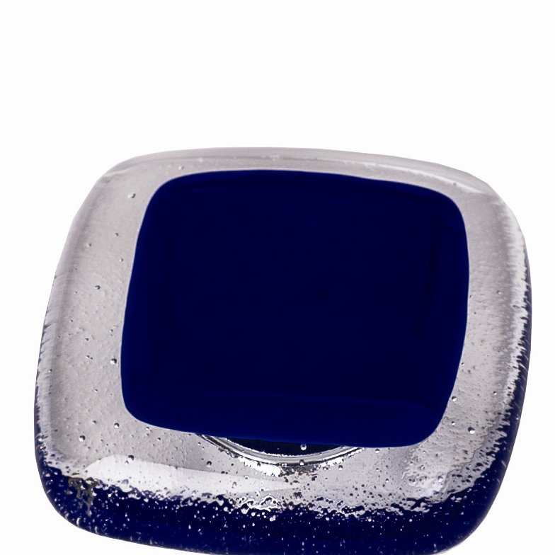 Poignée carrée 1 1/4 po, Nickel satiné, Bleu cobalt profond
