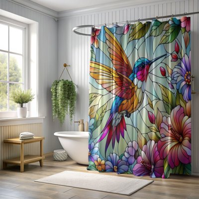 Rideau de douche 1 pièce Garden Colibri