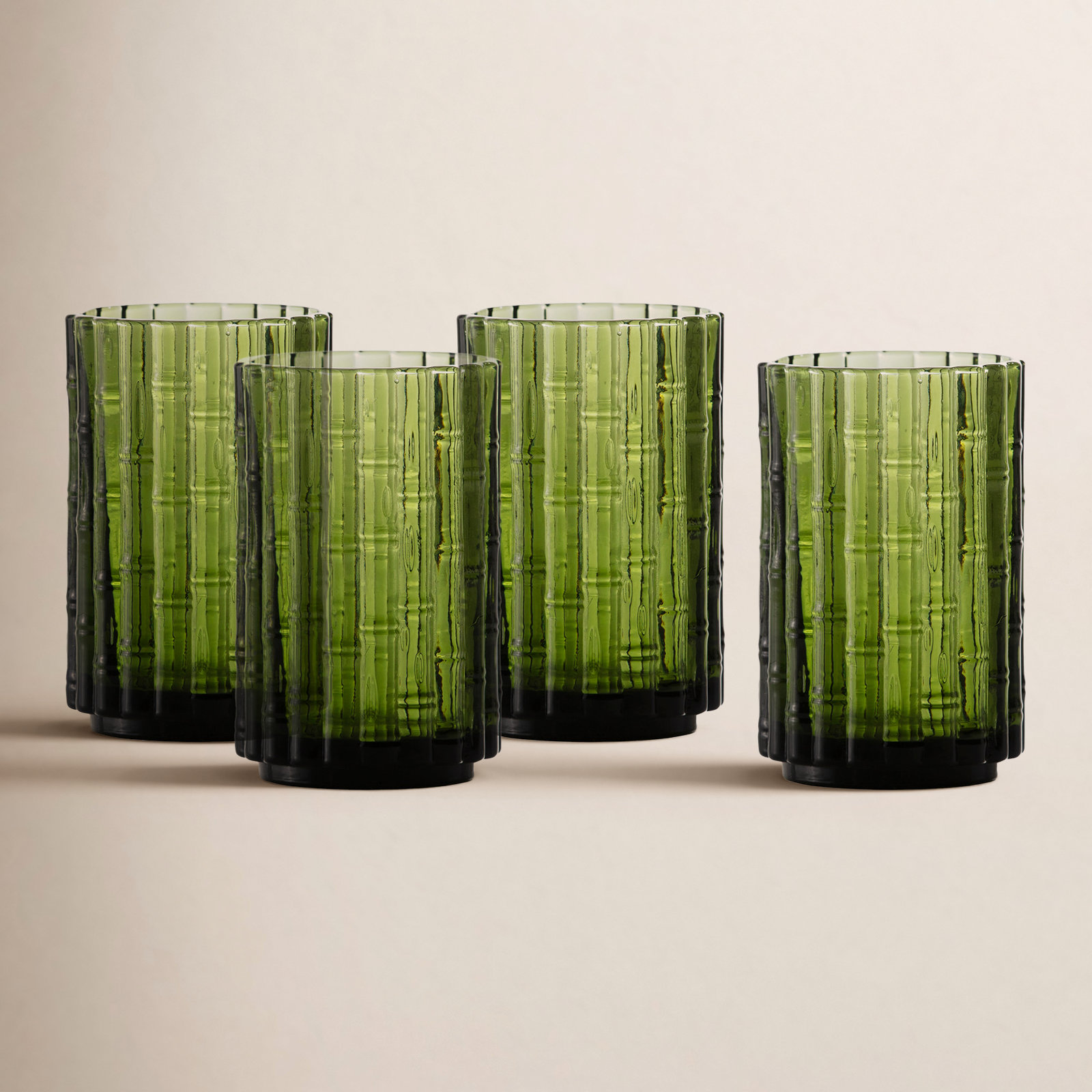Ribbed Whiskey Glass, Palm Green, 13.5 fl oz