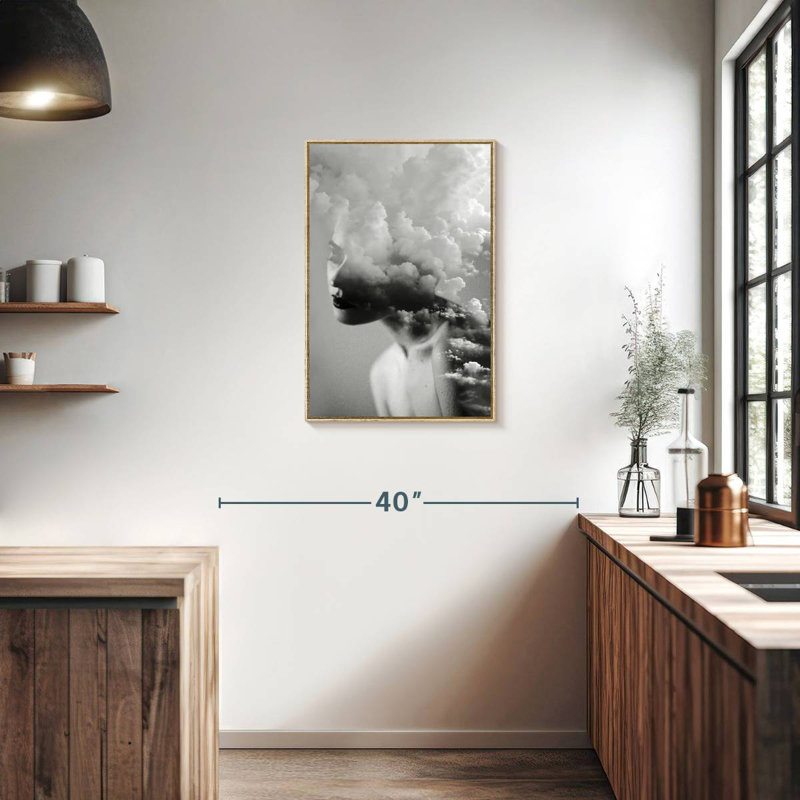 Cloudy Mind, 21" x 31", Floating Frame Natural Wood