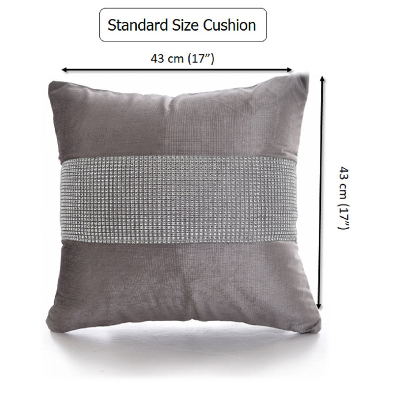 Adith Square Cushion Cover, 43cm H x 43cm W x 4cm D, Silver