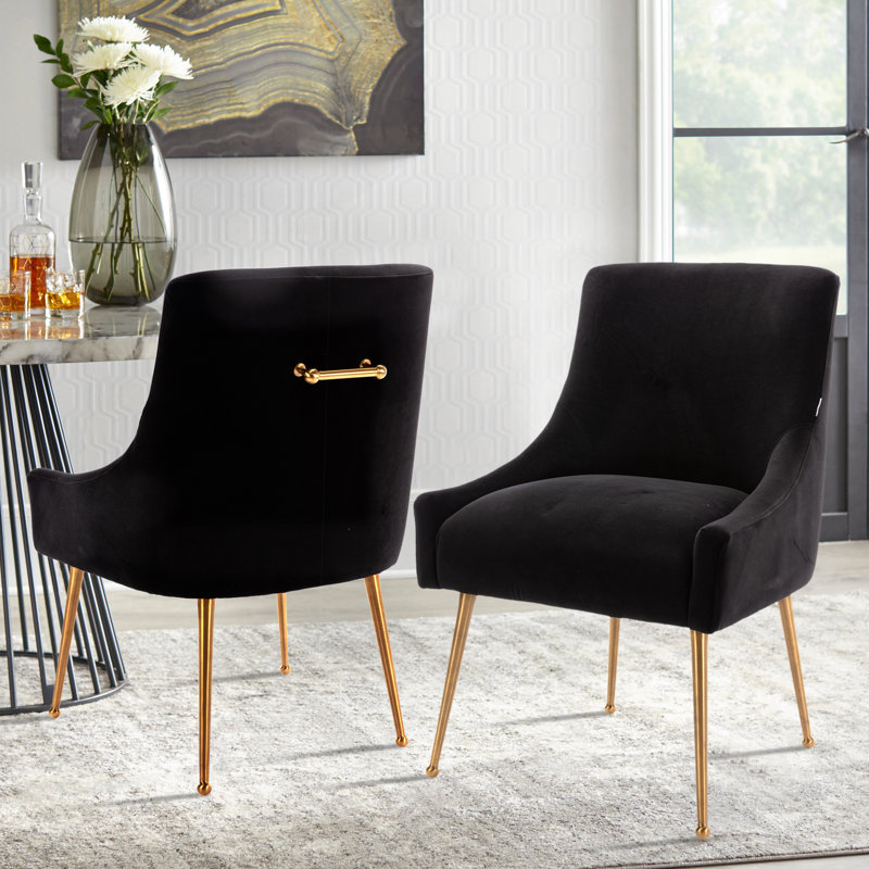 Magallanes Velvet Upholstered Side Chair, Black