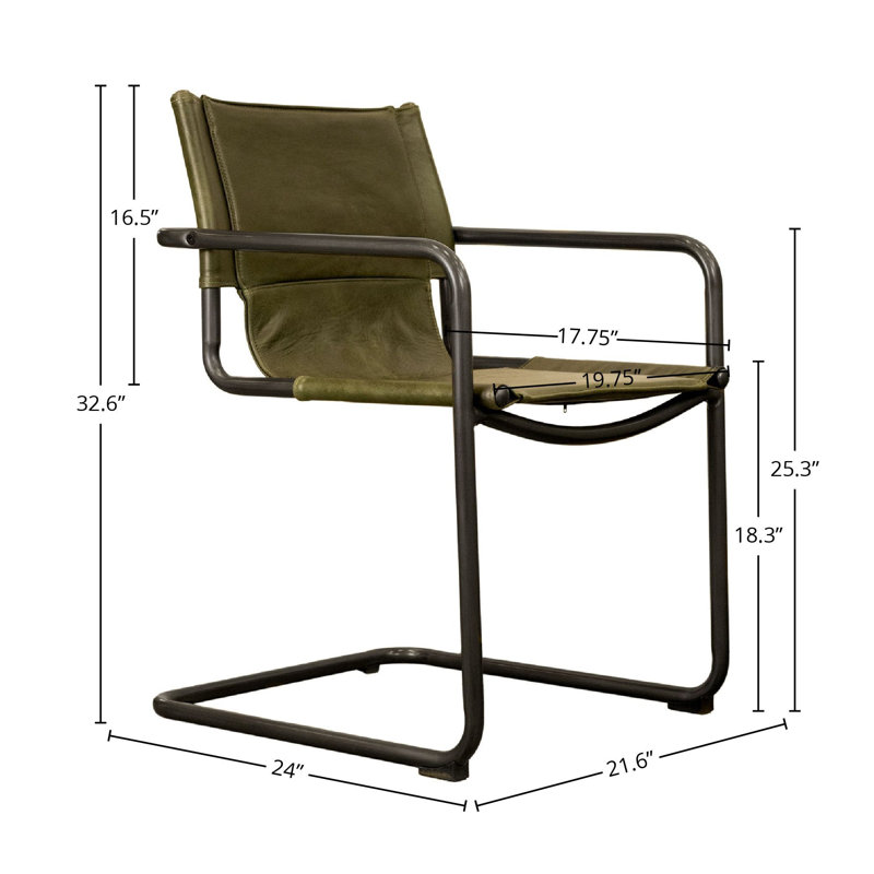 Chaise rembourrée en cuir Horris, Vert