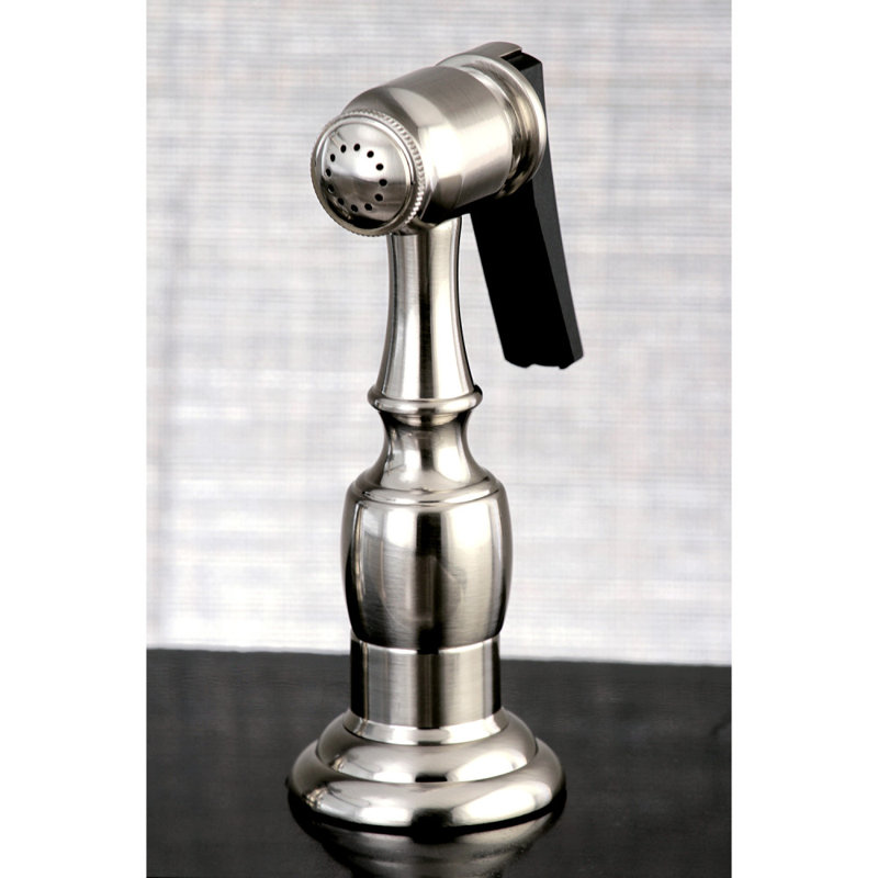Kingston Brass Bel-Air Two-Handle 4-Hole 8" Centerset Kitchen Faucet with Side Sprayer, Brushed Nickel