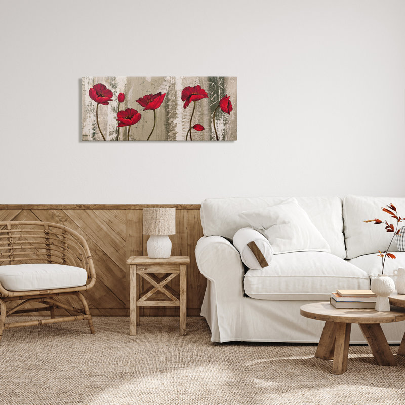«Red Poppies Blooming», impression sur toile tendue, H 17 po x l 40 po