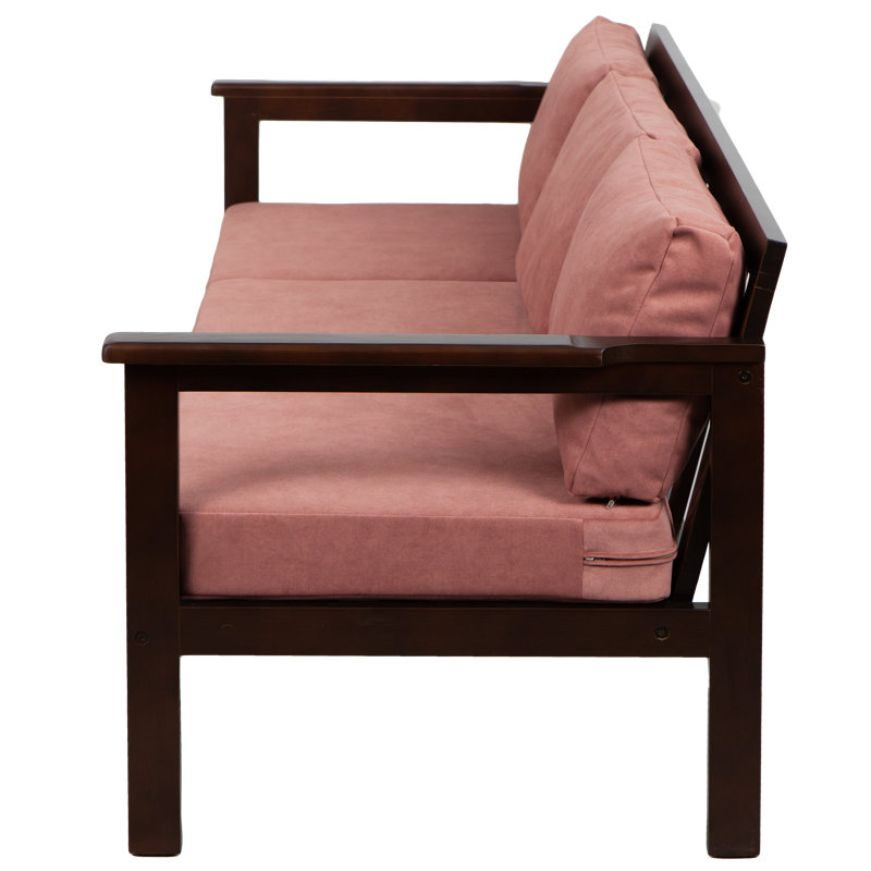 Jaqualyn 164cm Wide Pine Garden Sofa with Cushions, Vintage Rose, Black