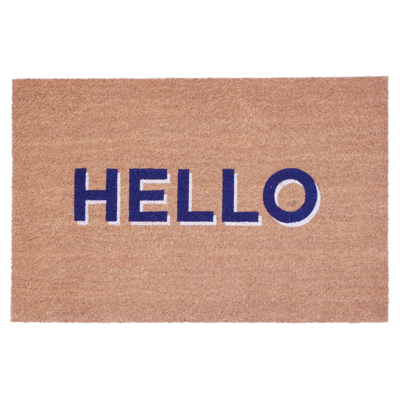 Paillasson intérieur antidérapant Hello, L 24 po x L 36 po, Bleu