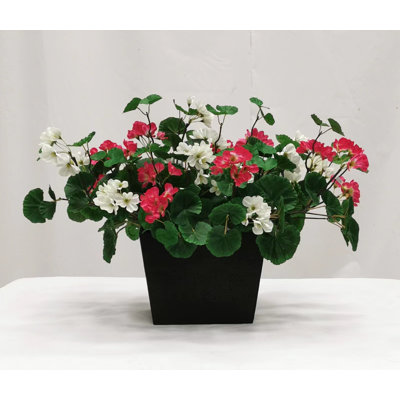 Lifelike Geranium Window Box Filler - Red and White