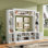 Meuble télé moderne avec bibliothèque pour téléviseur de 65 po ou moins, centre de divertissement avec 4 tablettes réglables, portes en verre trempé, armoire de rangement, grand meuble télé