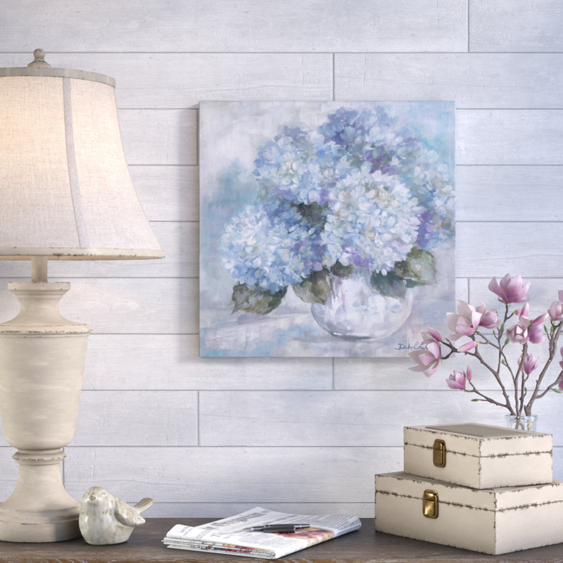 " Hydrangea Blues " by Debi Coules, 12" H x 12" W x 1.5" D, Canvas