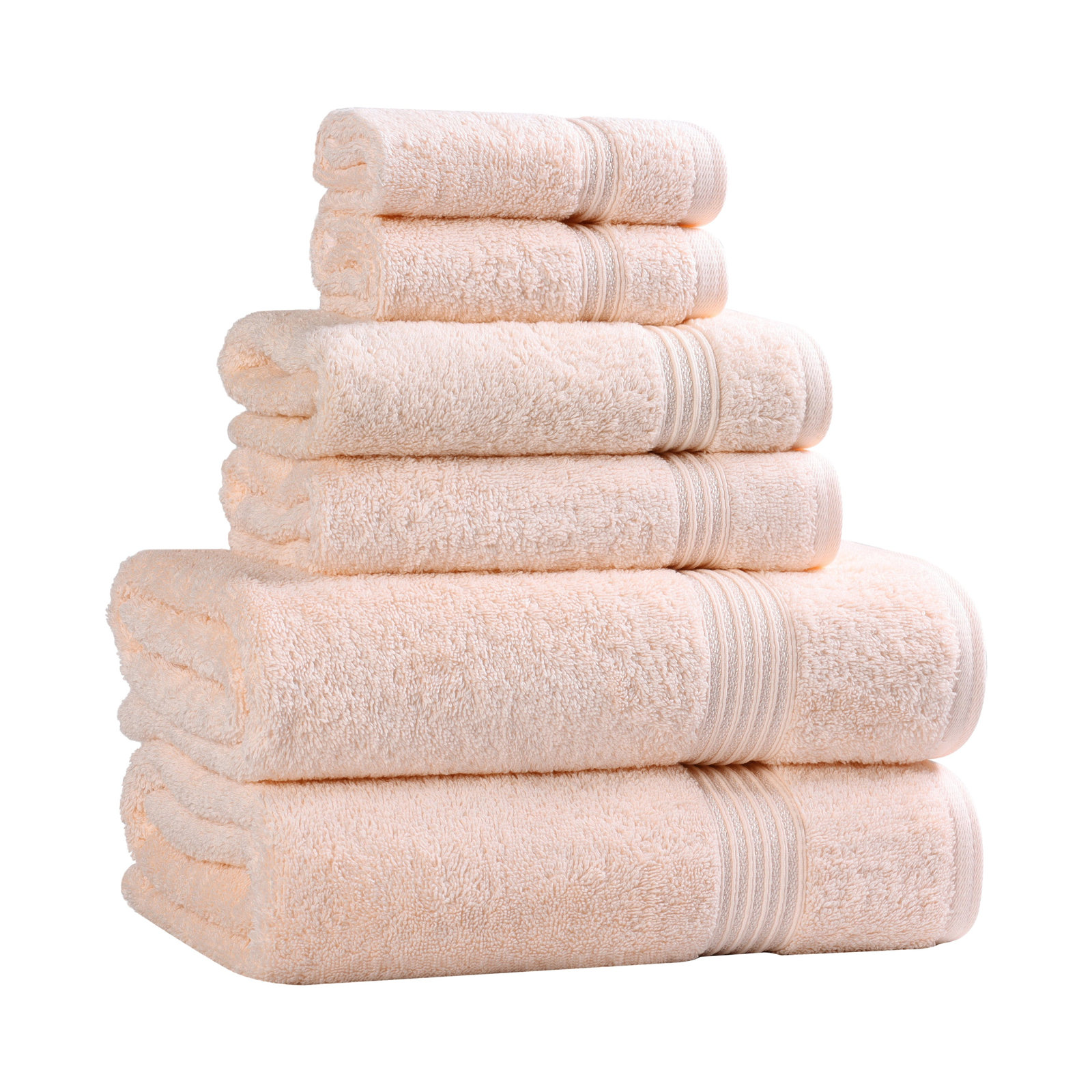 Oleg 6-Piece Egyptian Cotton Towel Set, Peach