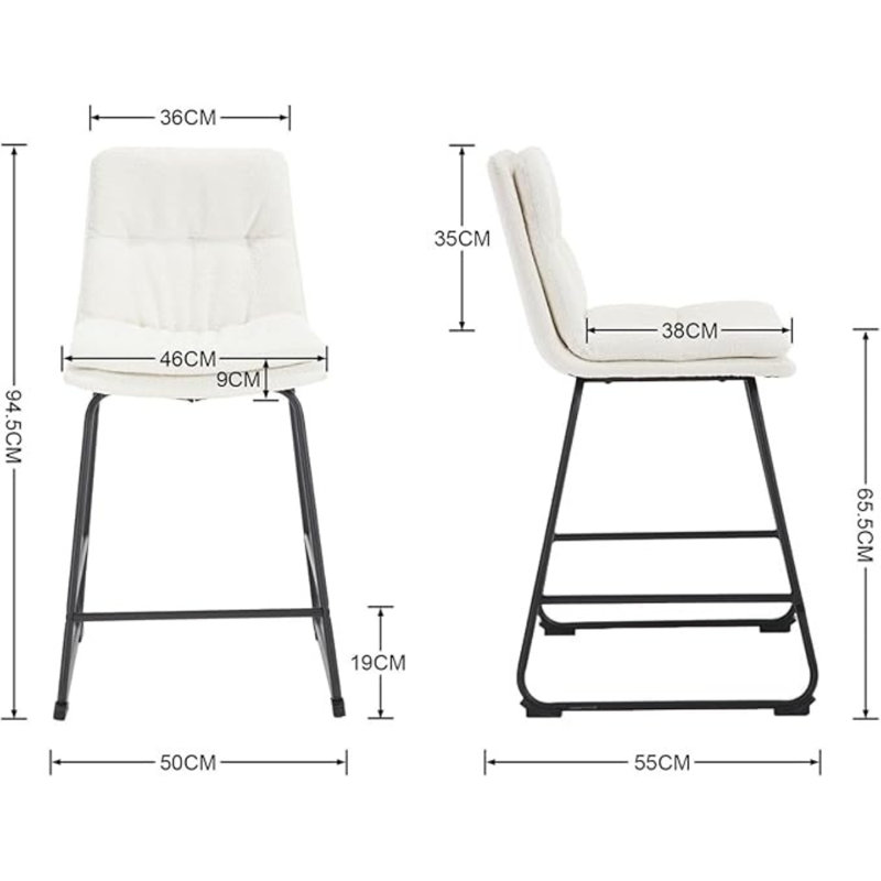 Upholstered Counter Stool with Metal Frame