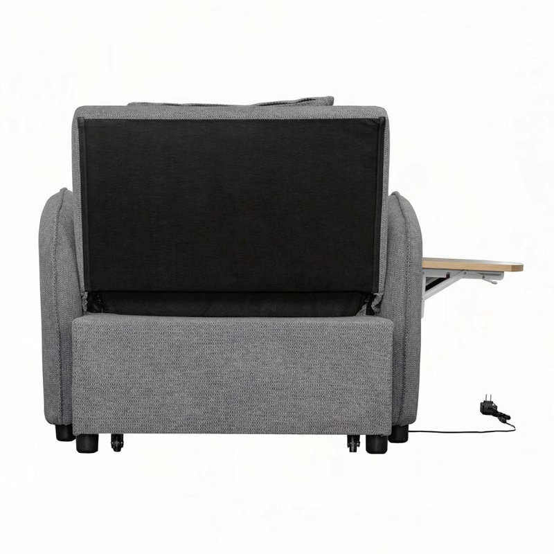 Canapé-lit convertible avec ports USB, Gris foncé