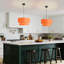 Luminaire suspendu en tissu orange à 2 niveaux Mid-Century