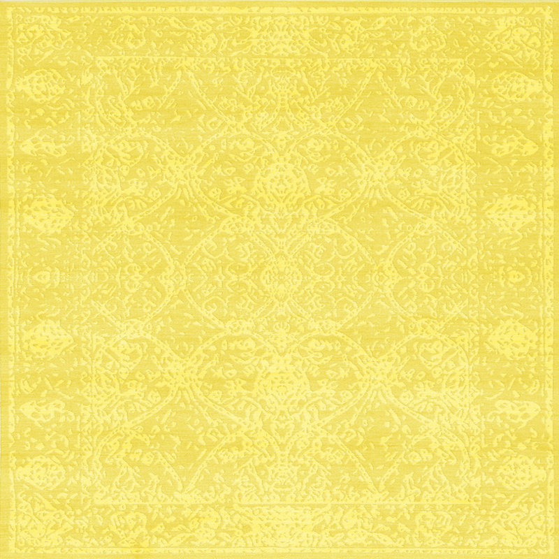 Tapis de zone jaune contemporaine, Carré 6 pi