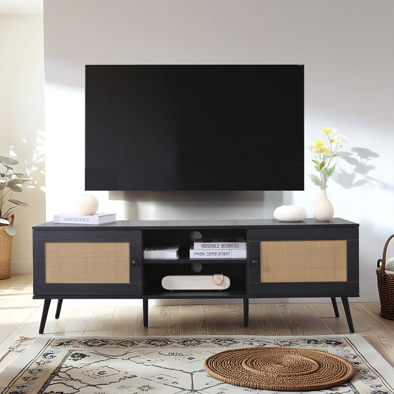 Natural Rattan TV Stand For Tvs Up To 70"