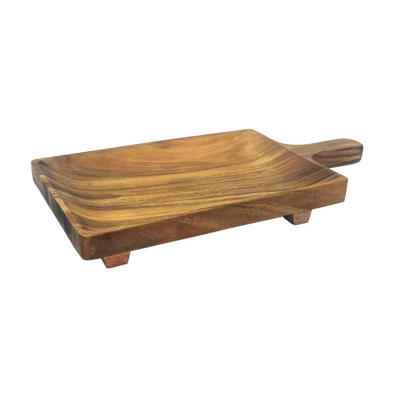 16" Rectangular Footed Serving Tray With Handle
