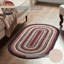 Tapis ovale rayé en jute / sisal / coton tressé à la main noir / rouge / brun clair-264873568