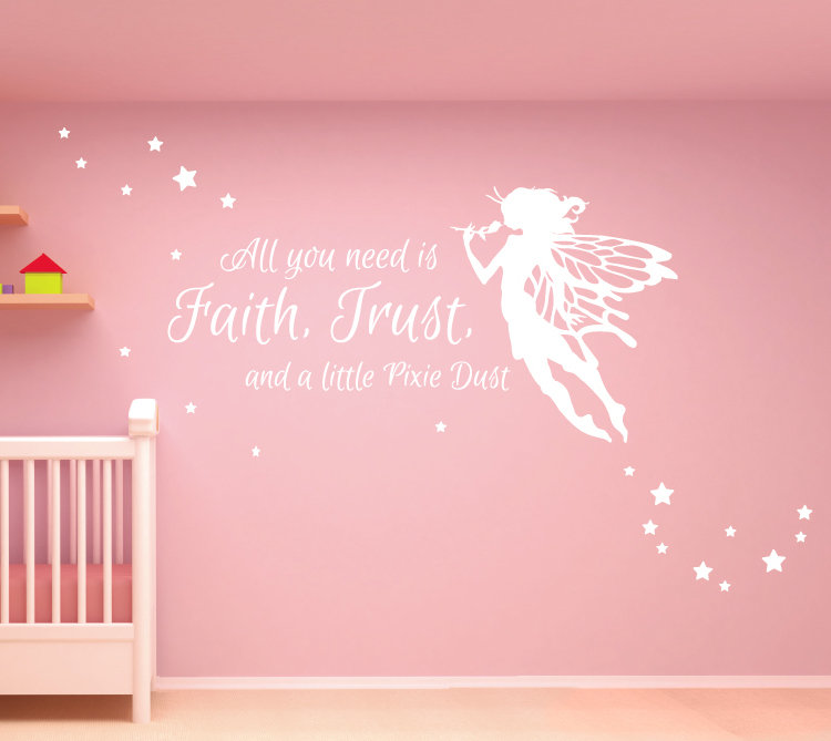 Décalcomanie murale poussière pixie all you needs, H 40 po x l 65 po x P 0,01 po, Blanc