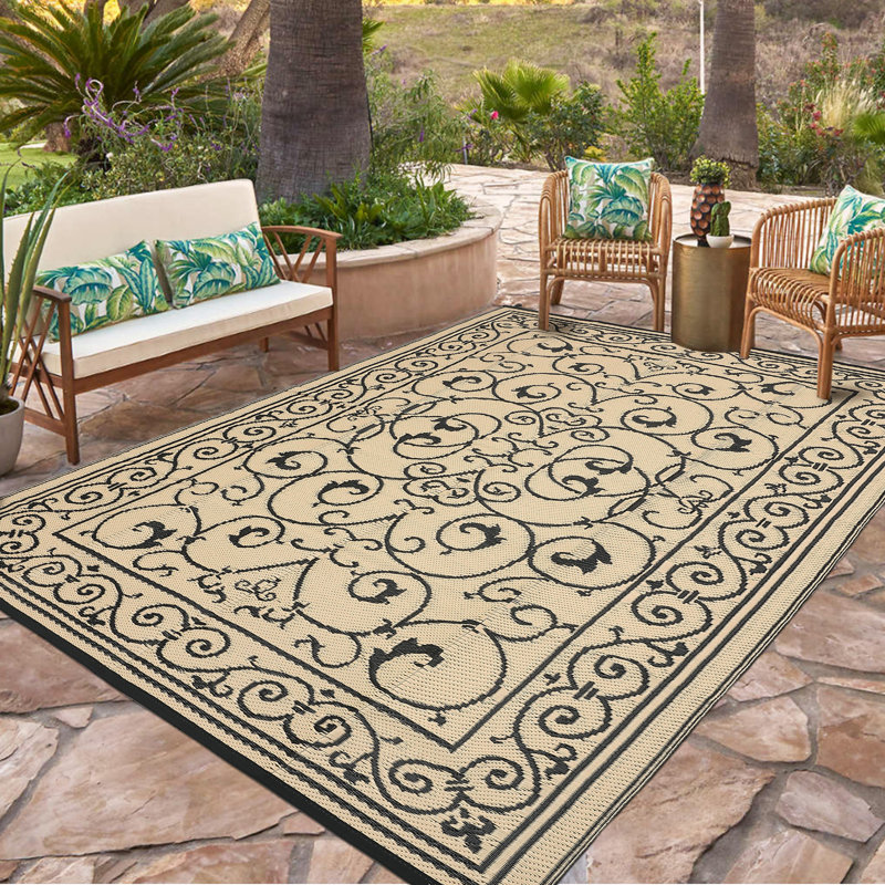 Area Rugs Outdoor Patio Rug Waterproof Modern Bordered Indoor Outdoor Throw Carpet Checkered Reversible Mat for Front Door Rv