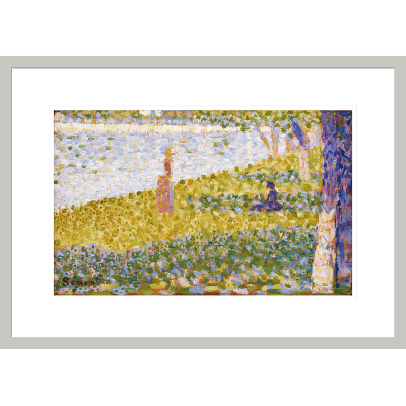 «Women on the River Bank» par Georges Seurat, impression giclée sur cadre, 15.67" H x 21.75" W