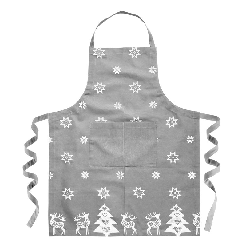 Christmas Bib Apron, Silver/Grey