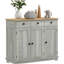 Buffet - Armoire moderne grise avec 3 tiroirs, portes et tablette réglable pour des tablettes de rangement efficaces