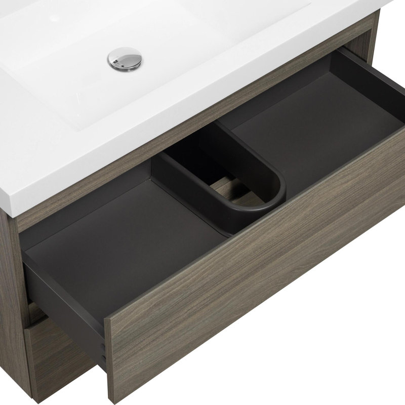 Meuble-lavabo pour la salle de bain à fixation murale, Gris