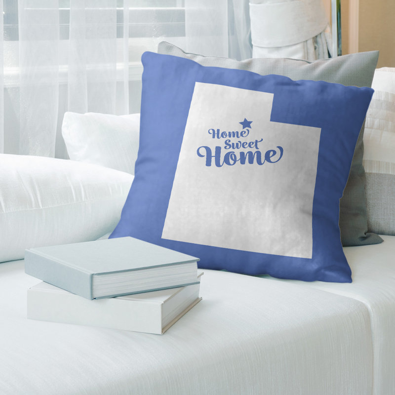 Housse de coussin pour la maison, 14 po x 14 po, Bleu, Salt lake
