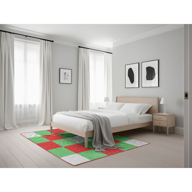 Tapis décoratif géométrique rouge Raulston, Rectangle 5 pi x 7 pi