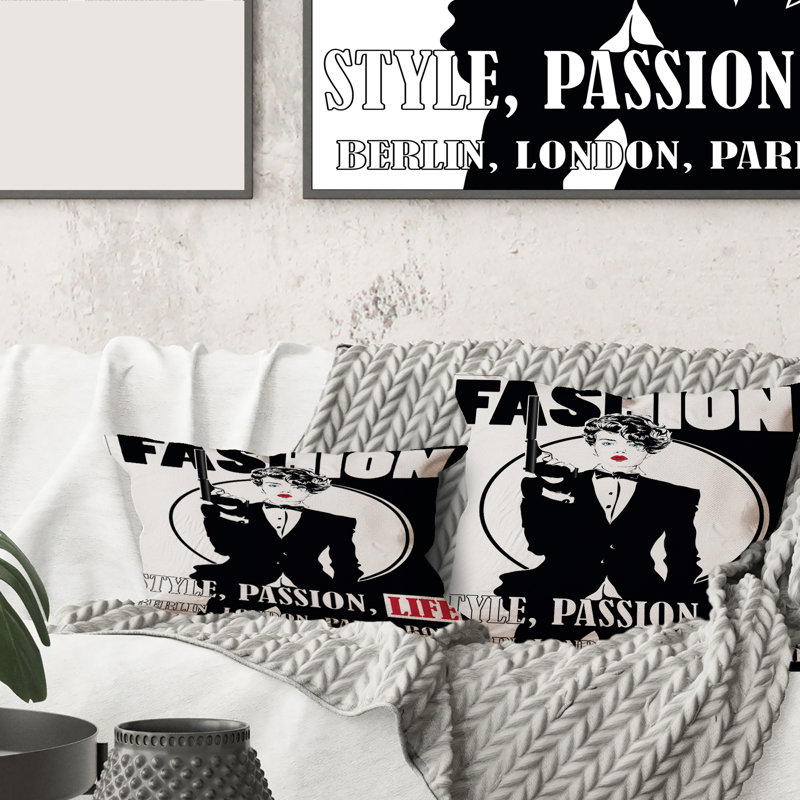 Housse de coussin carré et insert Style Passion Life Fashion Girl II, 16" x 16"
