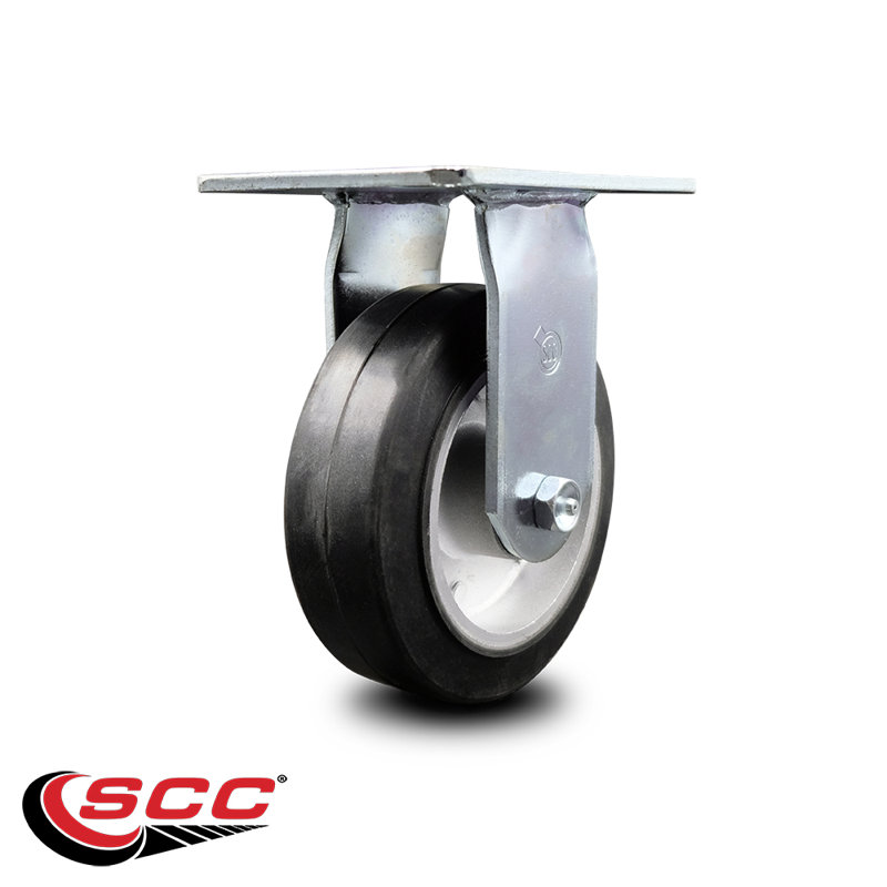 6 Inch Heavy Duty Top Plate Rubber on Aluminum Rigid Caster with Roller Bearing