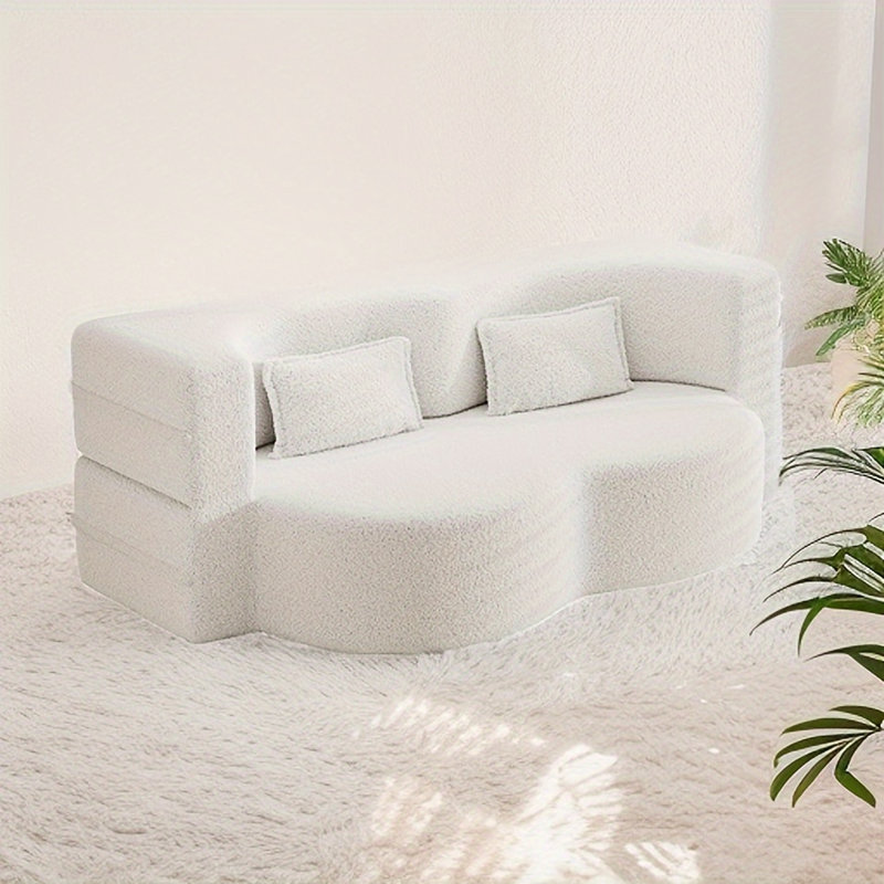 Canapé-lit moderne avec deux coussins Modern, Peluche beige
