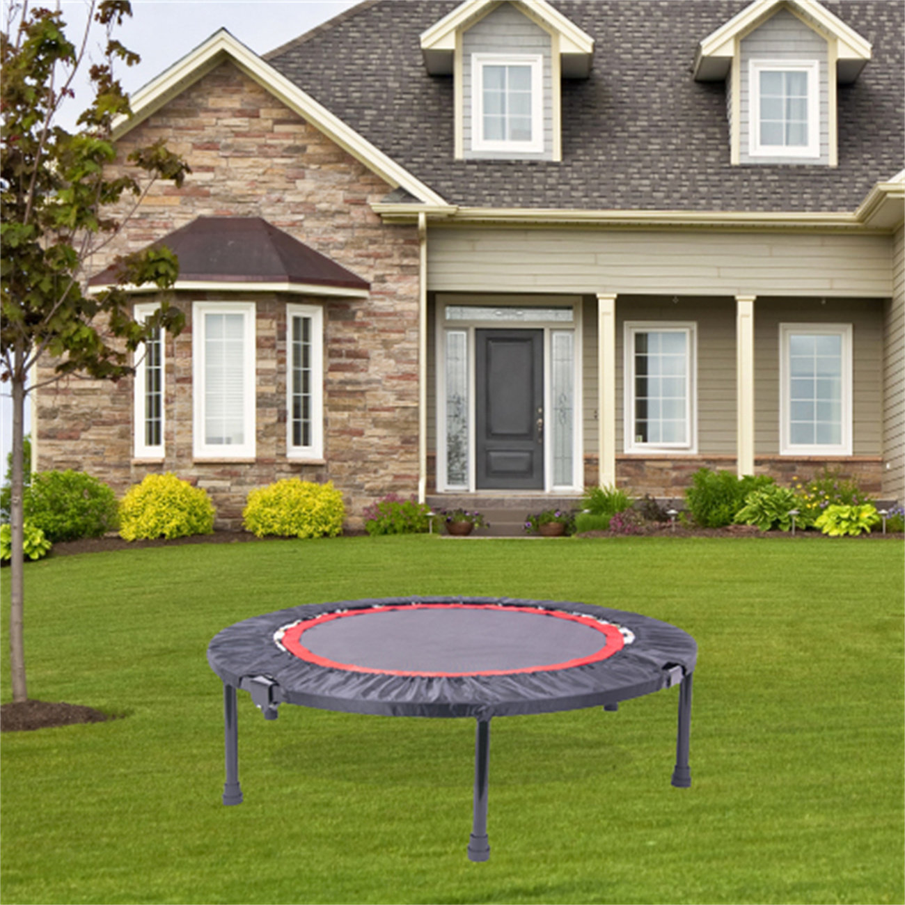 Collapsible trampoline outlet