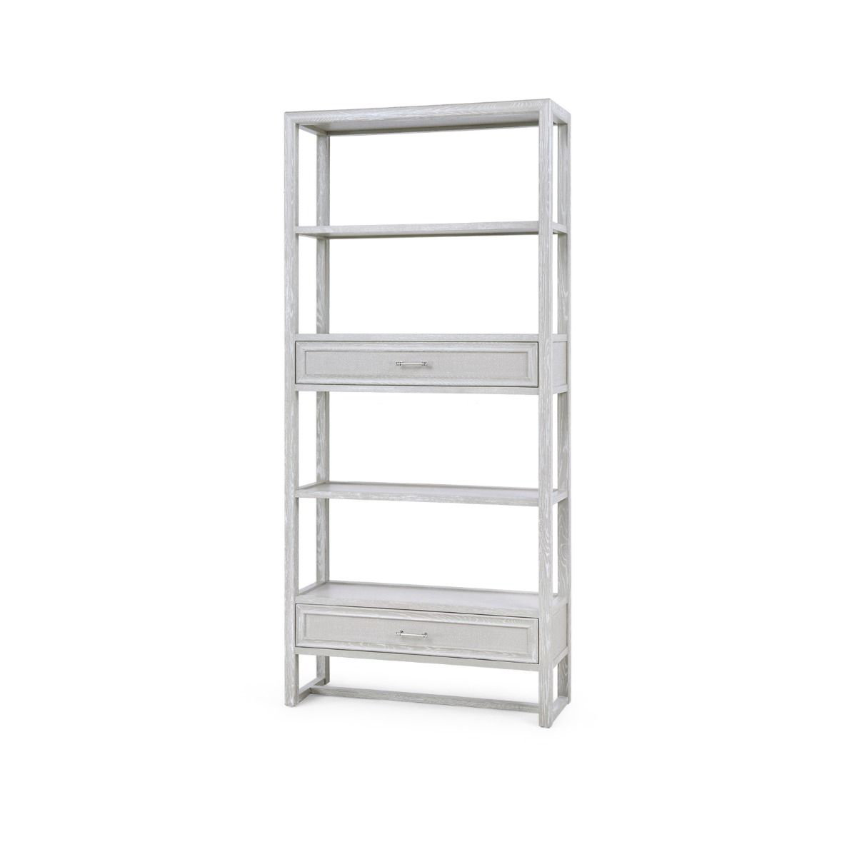 Worlds Away Silas Etagere, Grey Grasscloth