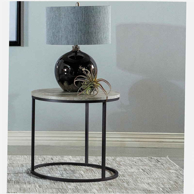 Table de bout grise et gris acier