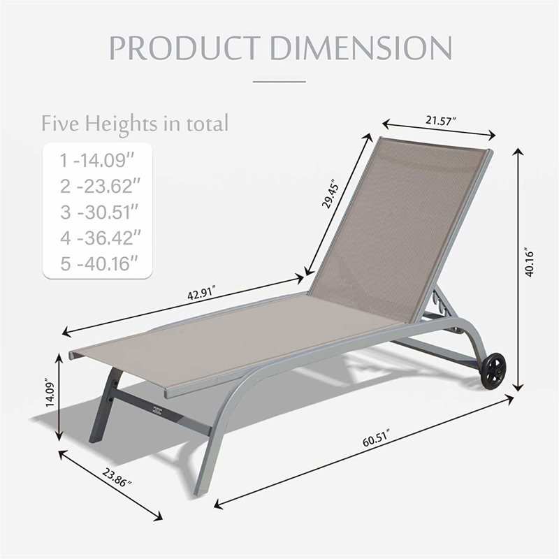 Ensemble de 2 chaises longues d'extérieur, Kaki