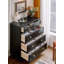Commode noire chic avec tiroirs en métal