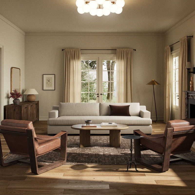 Crispin Sofa - Crypton Nomad Snow, 33" H x 110" W x 42.50" D, Savoy Parchment