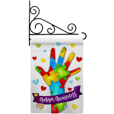 Support Autism - Impressions Decorative Metal Fansy Wall Bracket Garden Flag Set GS115132-BO-03
