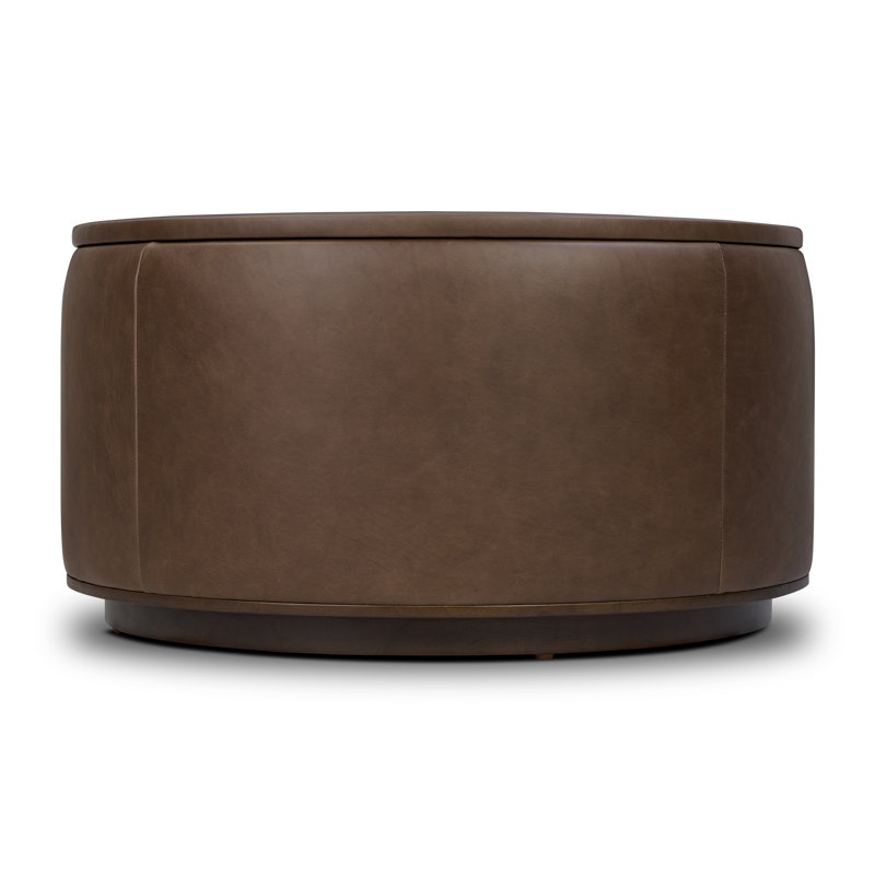 Herve Full-Grain Genuine Leather Storage Ottoman