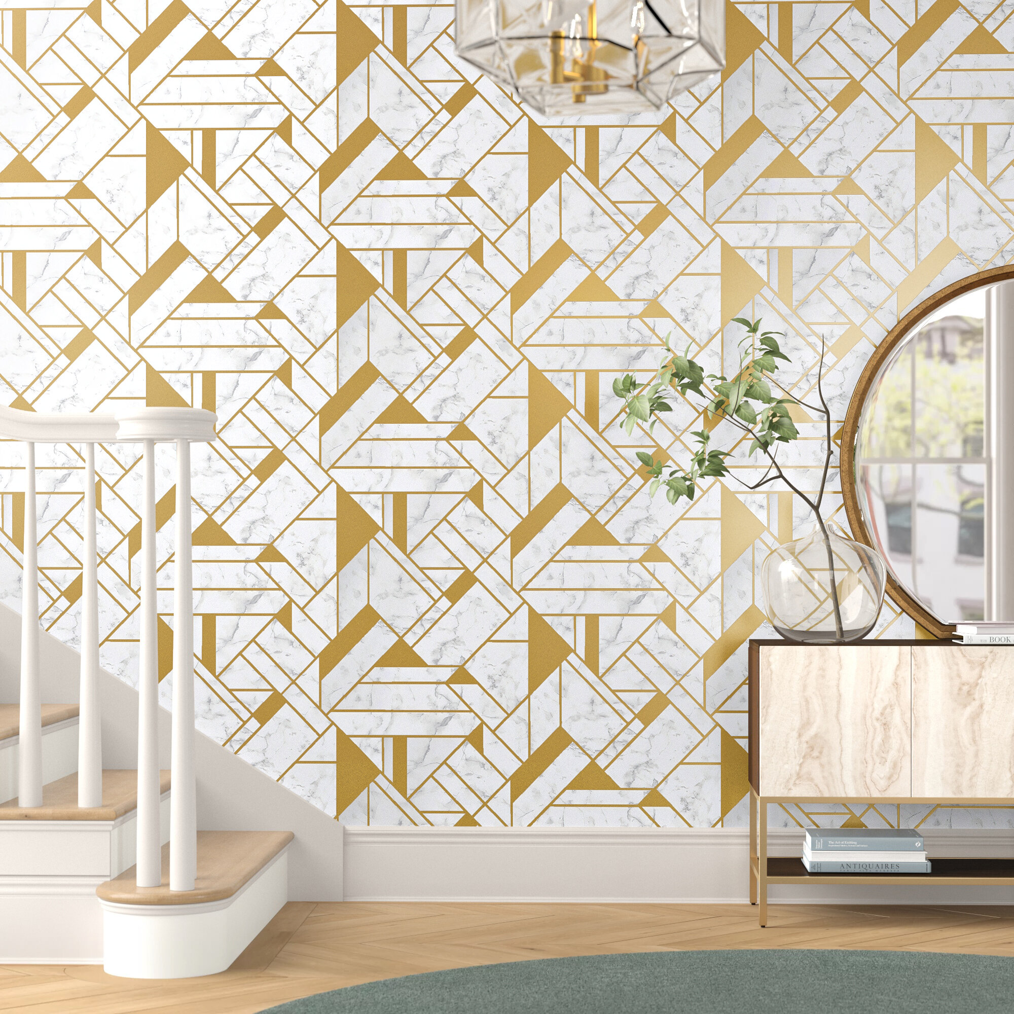 I Love Wallpaper Manhattan Modern Wallpaper in White & Gold