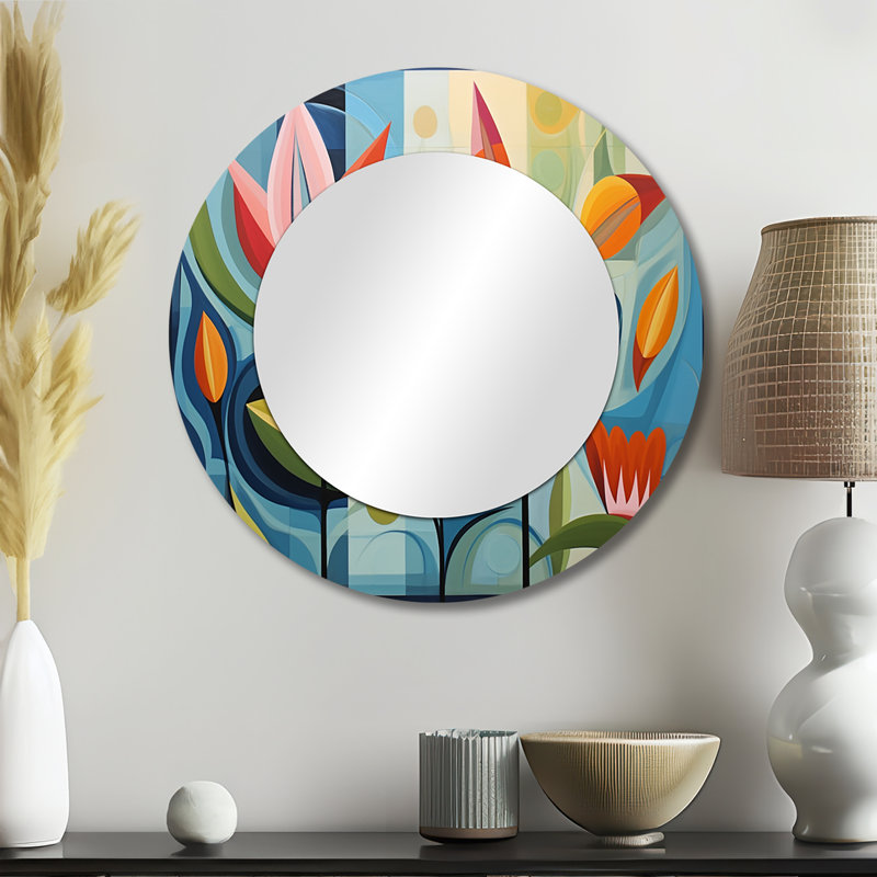 Miroir mural vert Mid Century, 23 po x 23 po