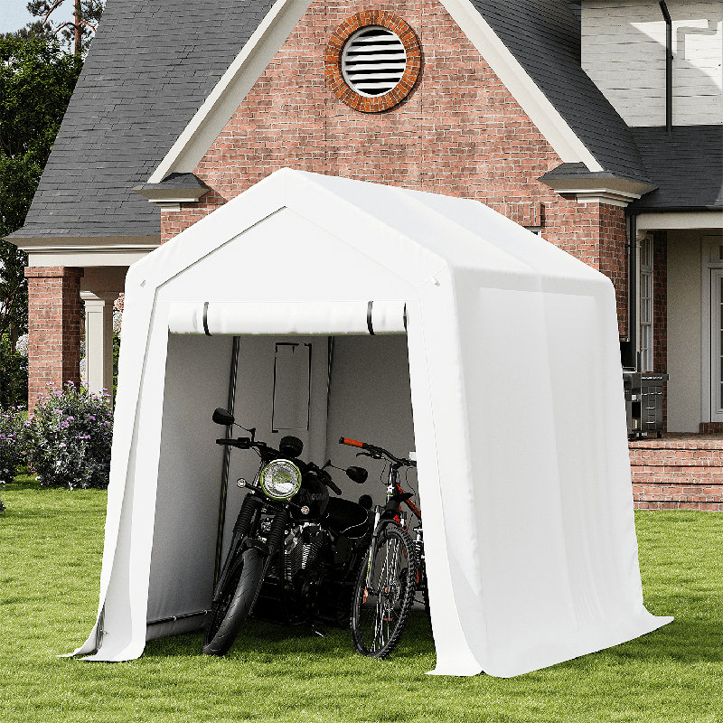 6 Ft. W X 8 Ft. D Polyethylene Portable Carport, White
