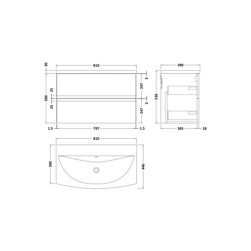 Urban 810 mm Single Vanity with Integrated Basin, White