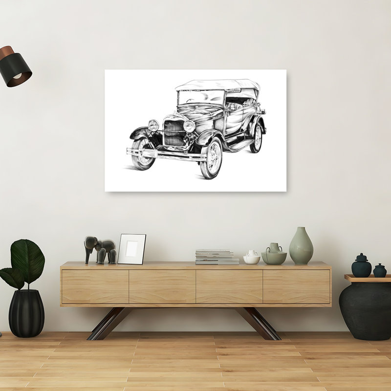 «Elegant Classic Car Dessin», impression murale rétro classique élégante, H 40 po x l 60 po