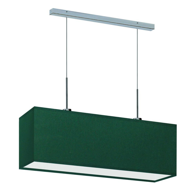 Gener 2 - Light Square/Rectangle Pendant, Brushed Steel, Green