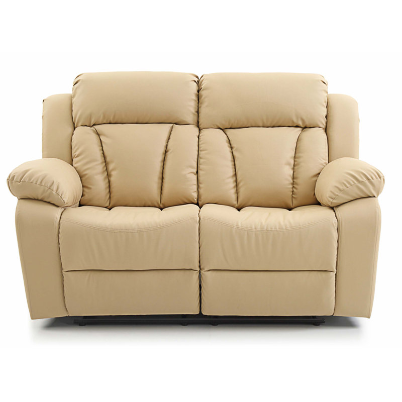 Barukh Faux Leather Recliner, Beige Faux Leather